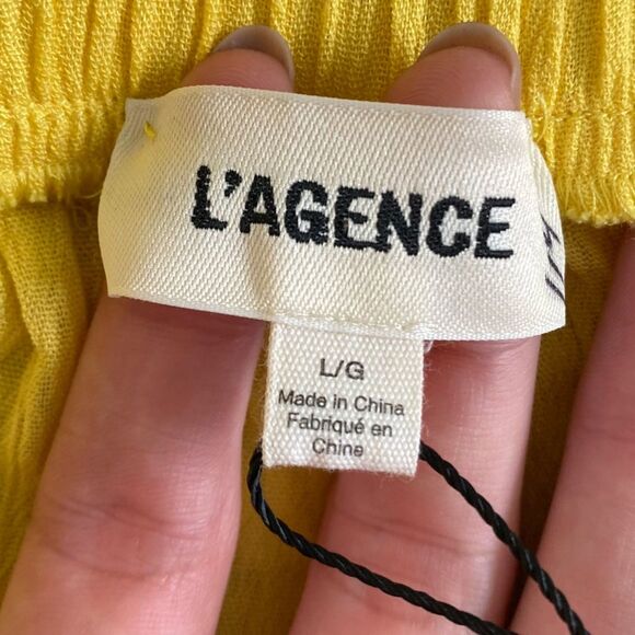 L’Agence Nikita Wide Leg Pants Crepe Plisse Light Maize Rayon Size Large NWT - Picture 11 of 14